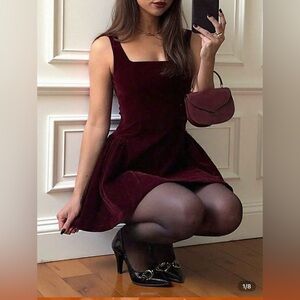 Shein Burgundy Velvet Dress